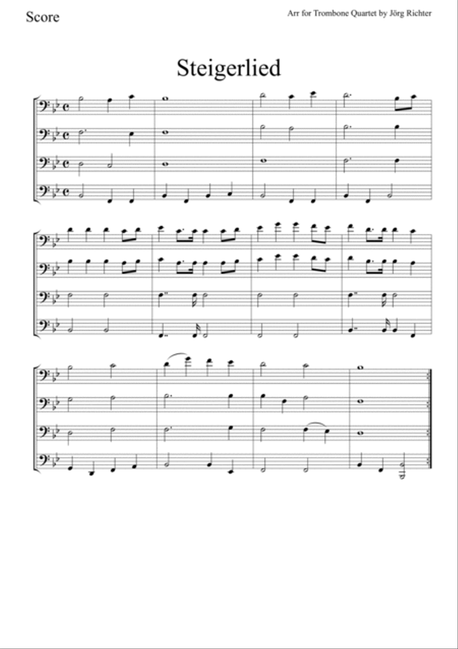 Steigerlied (Miner's song) for Trombone Quartet Brass Quartet scores gallery preview page 2