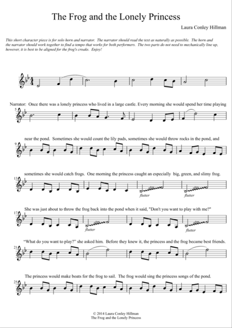 The Frog and the Lonely Princess Horn Solo scores gallery preview page 1