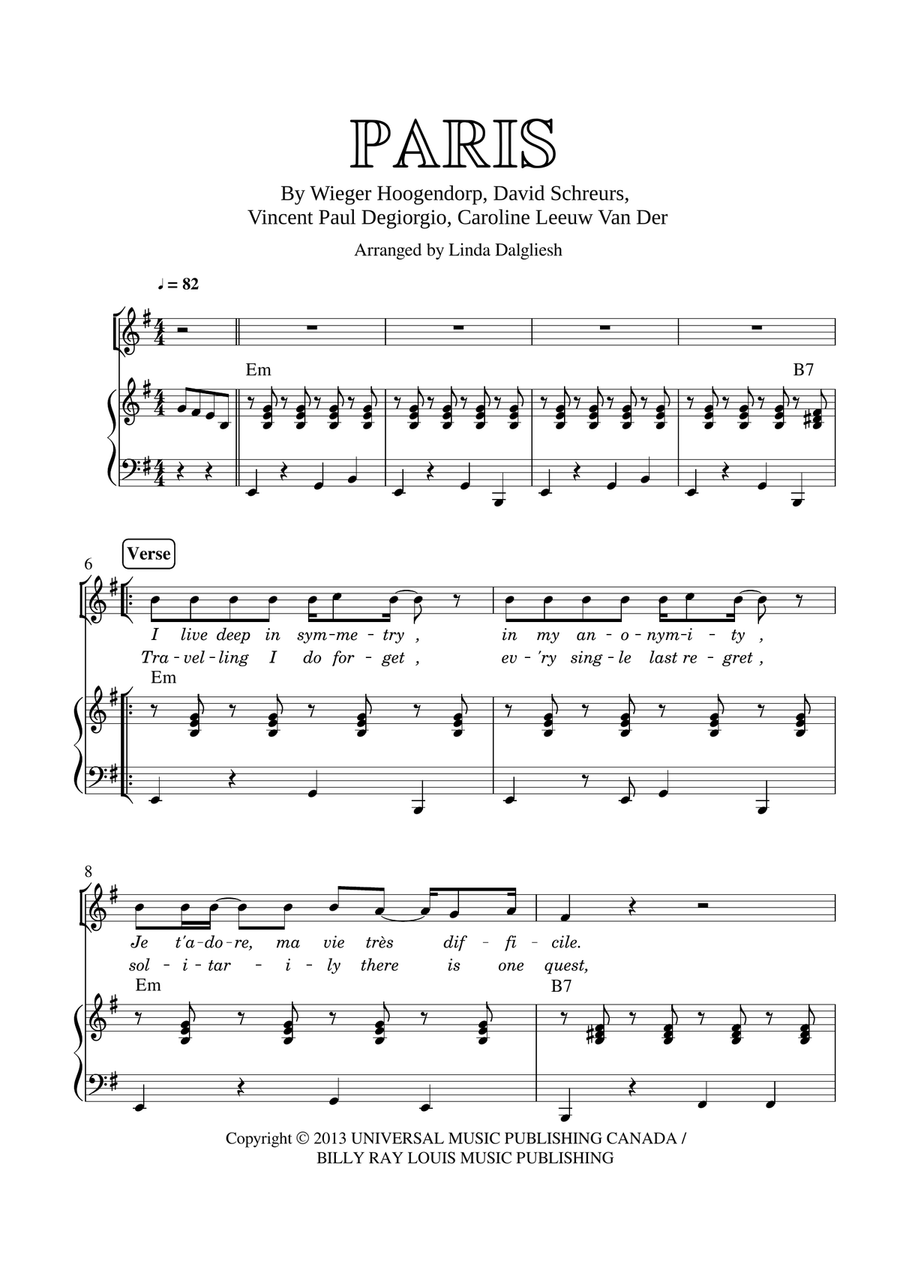 Paris - Caro Emerald Piano, Vocal scores gallery preview page 1