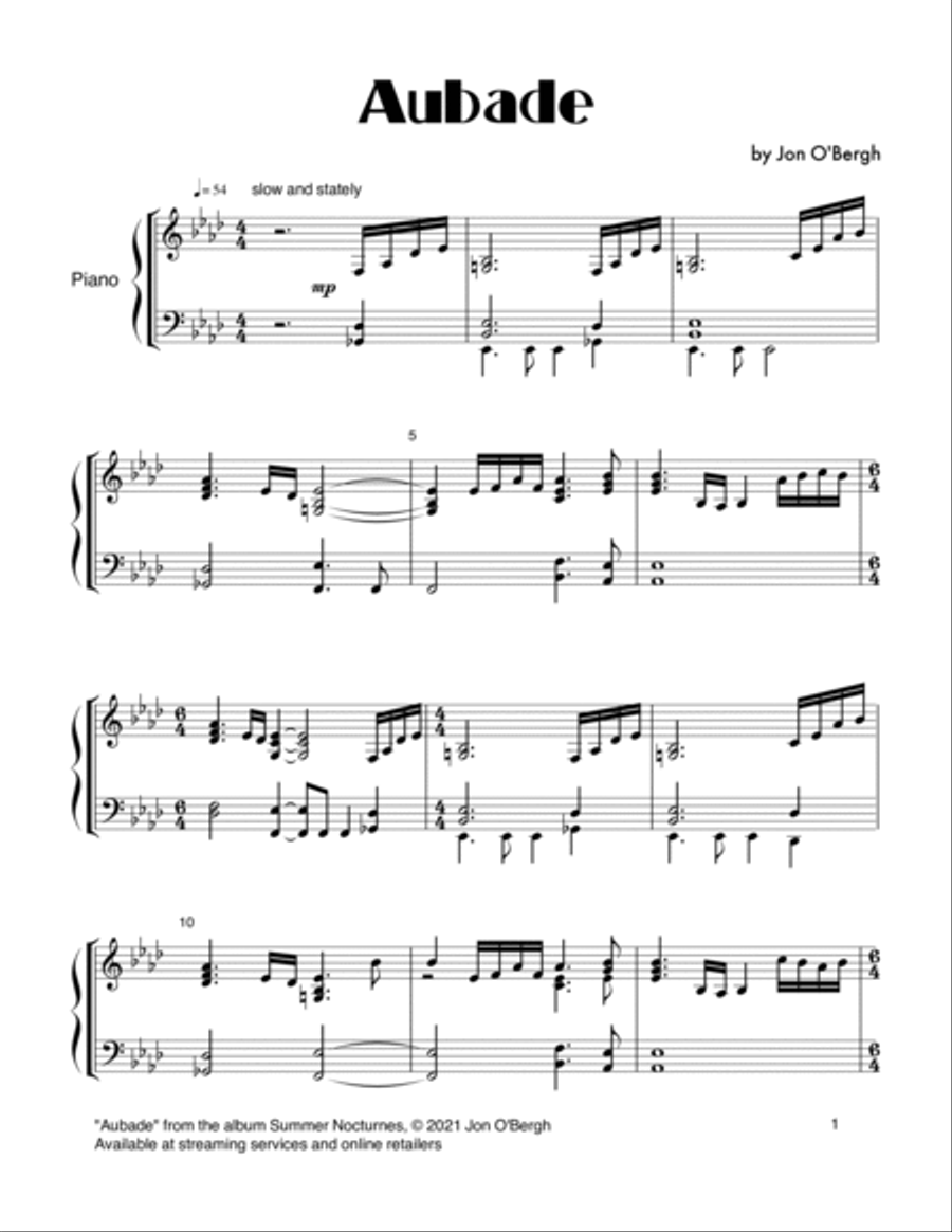 Aubade -- A Hymn to Dawn Aubade -- A Hymn to Dawn Piano Solo scores gallery preview page 2