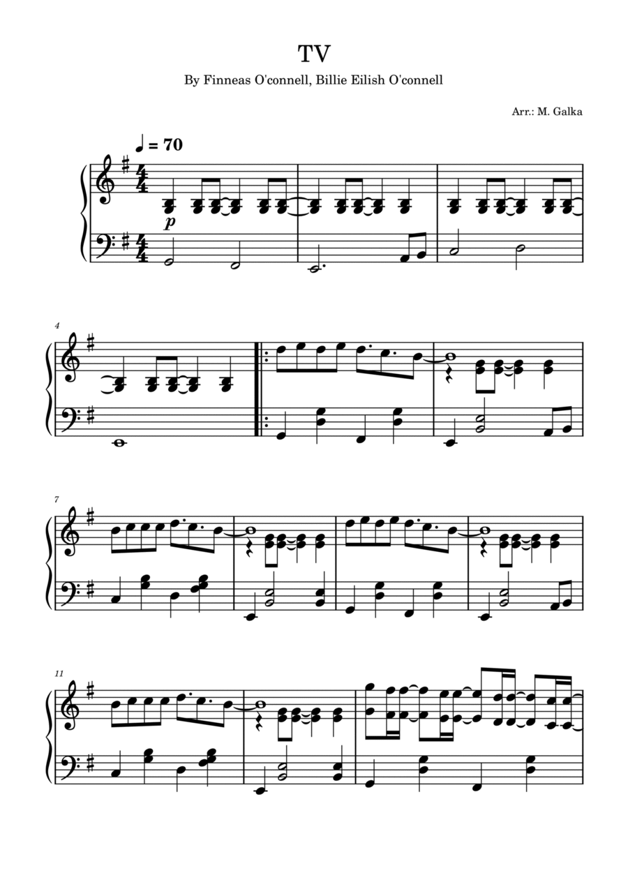 Tv Piano Solo scores gallery preview page 1