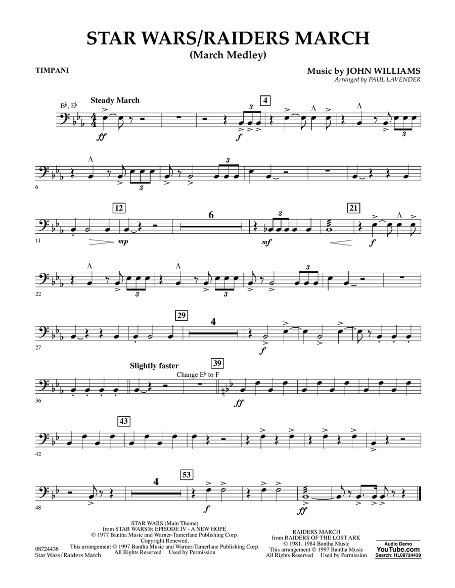Book cover for Star Wars/Raiders March - Timpani