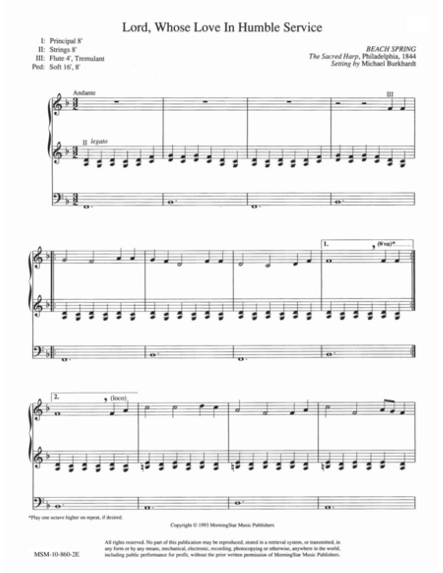Lord, Whose Love In Humble Service Organ scores gallery preview page 1