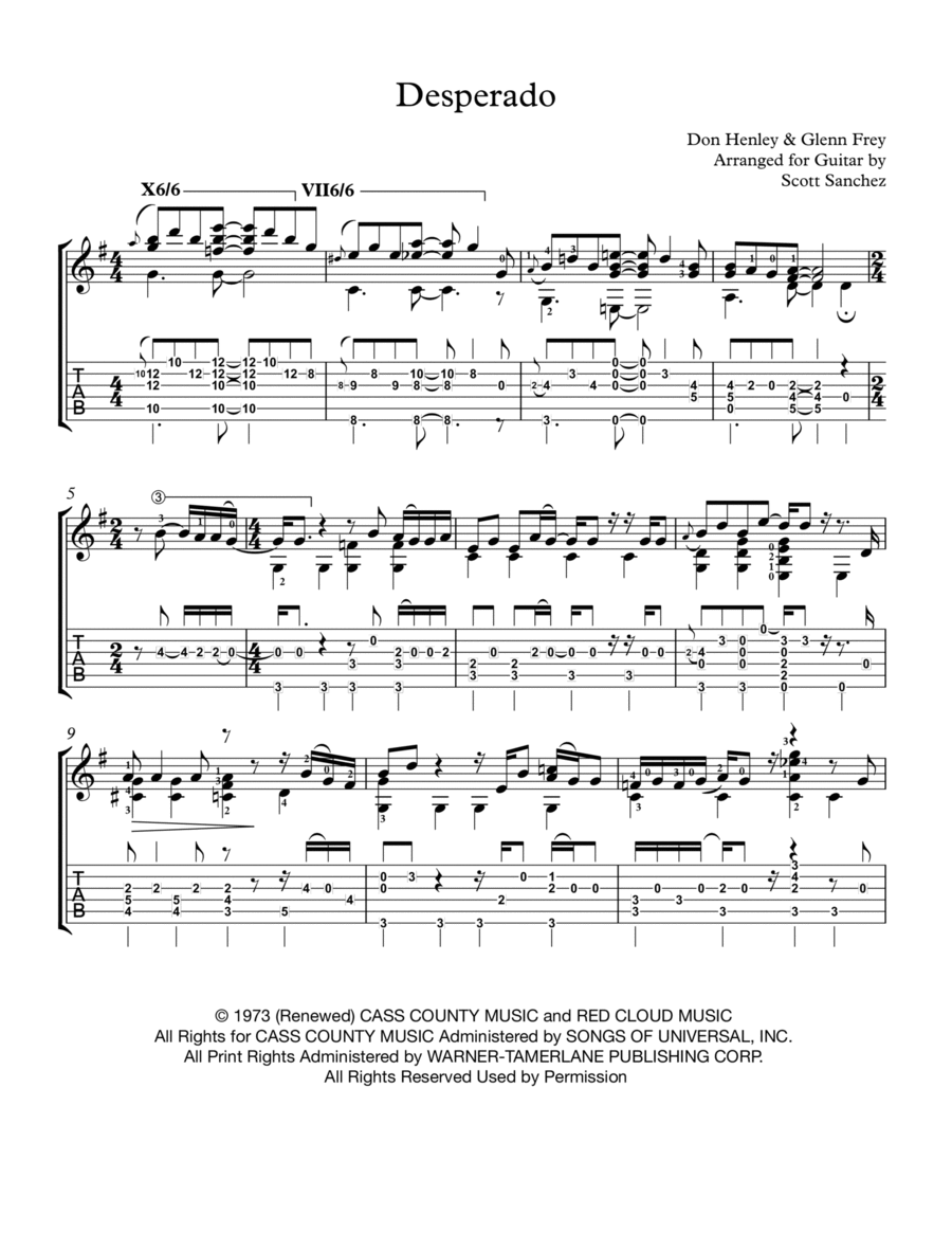 Desperado Electric Guitar scores gallery preview page 1