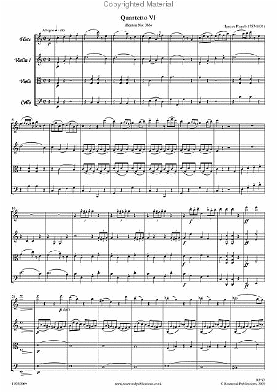 Quartet, Op. 19/6 Flute scores gallery preview page 2