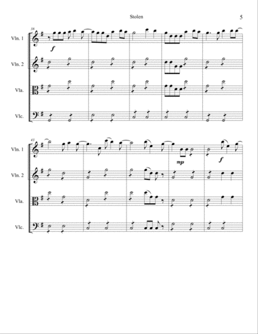 Stolen String Quartet scores gallery preview page 5