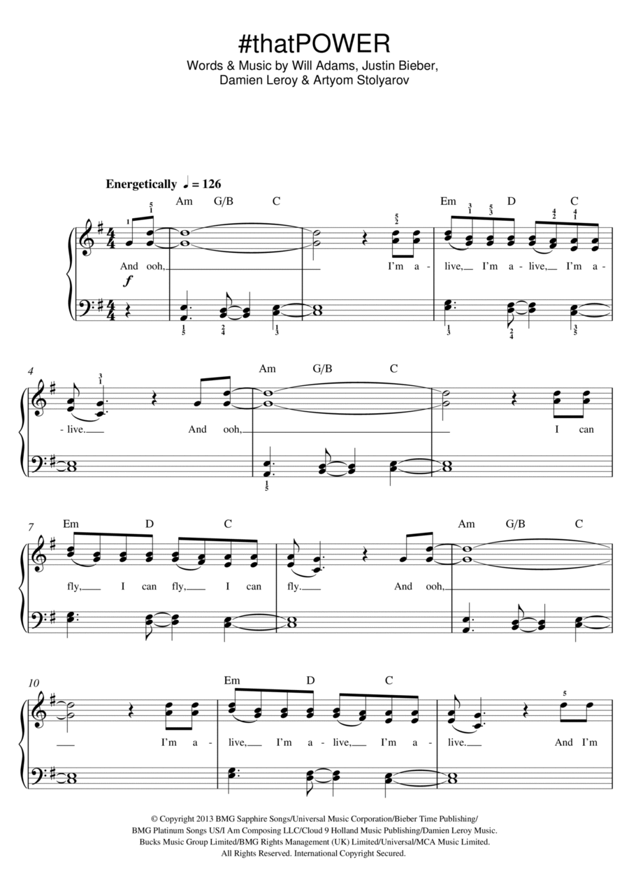 #thatPOWER (featuring Justin Bieber) Piano scores gallery preview page 1