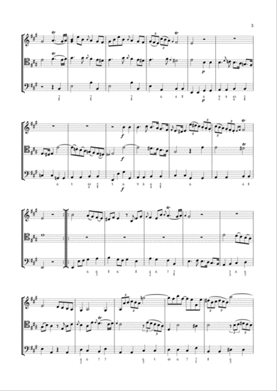 Abel - 6 Trio Sonatas for a violin, violoncello, with thorough base for the harpsichord, WK 86-91 ; Small Ensemble scores gallery preview page 3