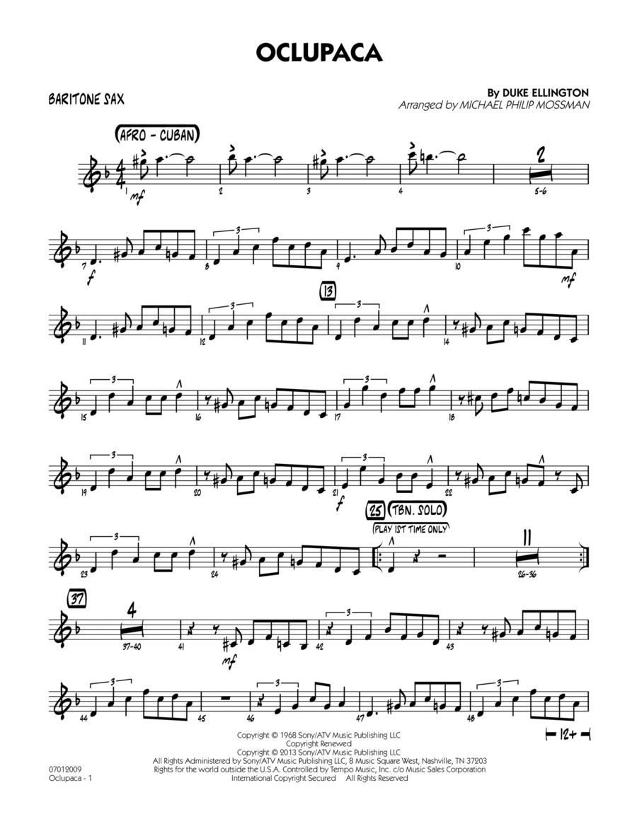 Oclupaca - Baritone Sax Jazz Ensemble scores gallery preview page 1