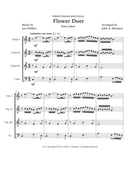 Flower Duet (String Quartet for Three Violins and Cello) image number null