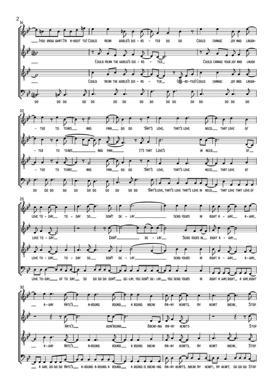 Love's In Need Of Love Today 4-Part scores gallery preview page 2