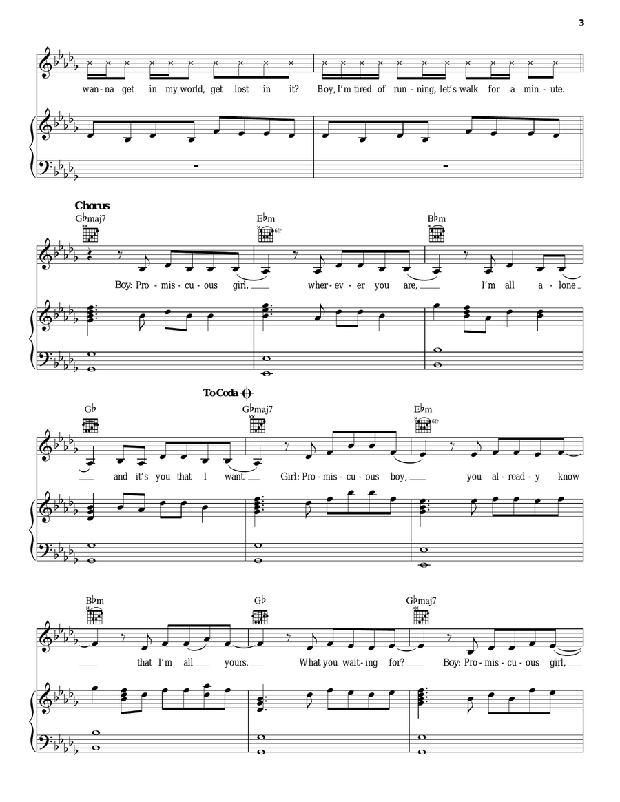 Promiscuous Promiscuous Piano, Vocal, Guitar scores gallery preview page 3
