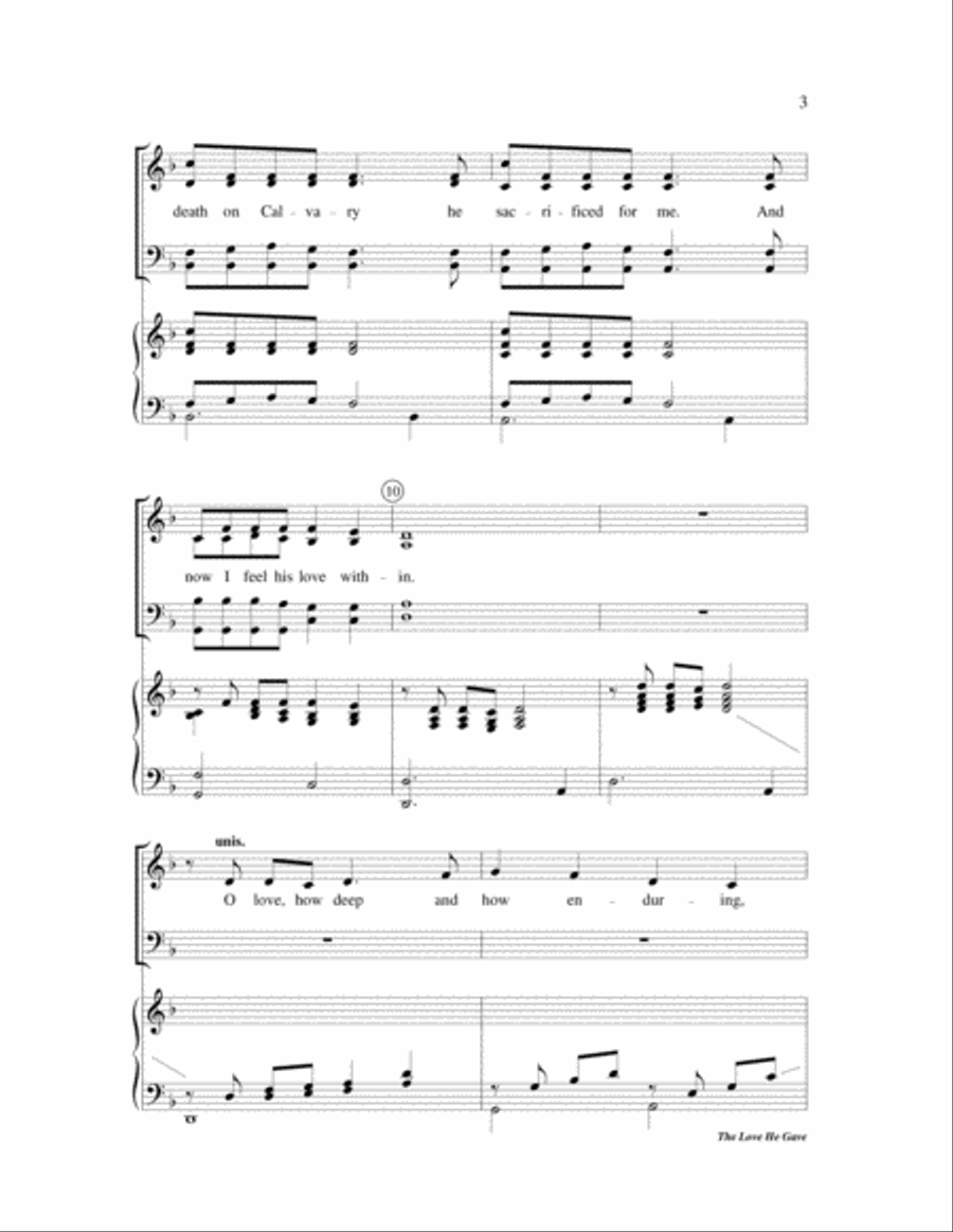 The Love He Gave 4-Part scores gallery preview page 3
