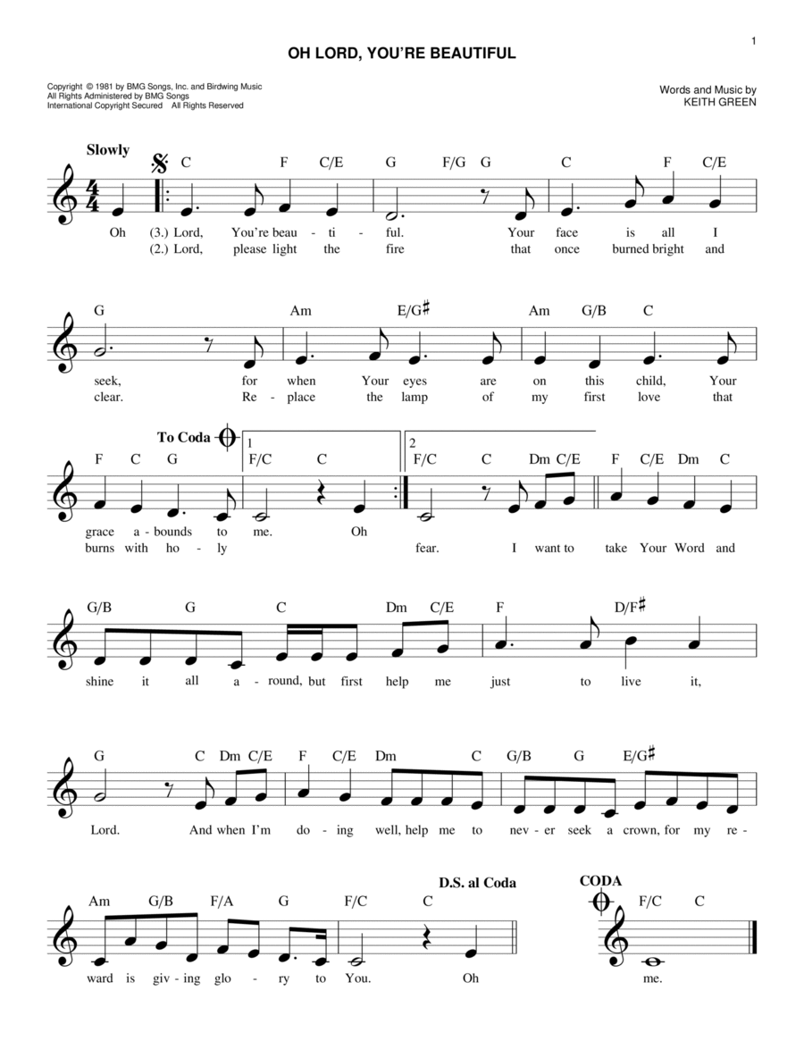 O Lord, You're Beautiful O Lord, You're Beautiful Piano scores gallery preview page 1