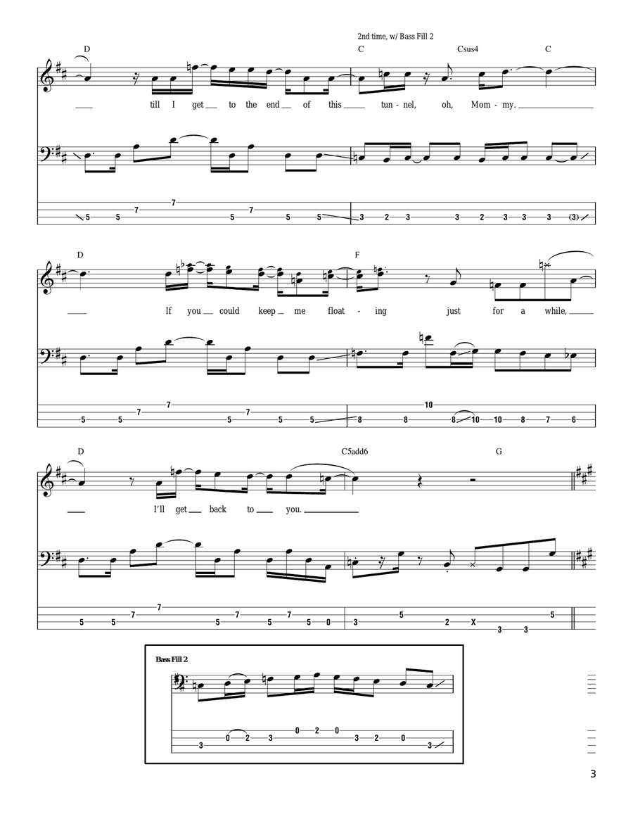 Jimi Thing Bass Guitar Tablature scores gallery preview page 3