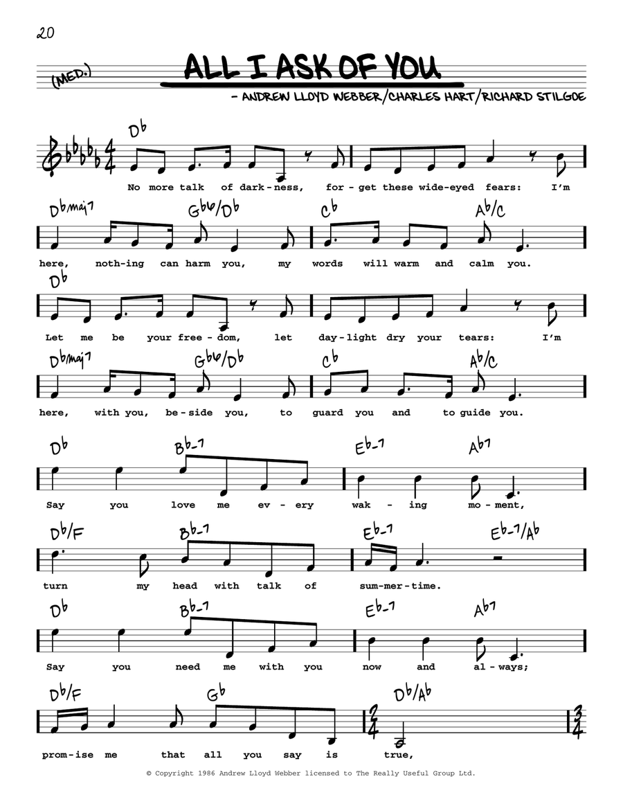 All I Ask Of You (from Phantom Of The Opera) (High Voice) High Voice scores gallery preview page 1