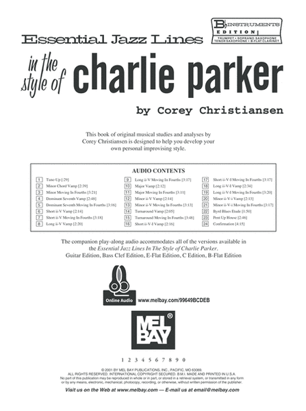 Essential Jazz Lines in the Style of Charlie Parker,B-flat Edition image number null