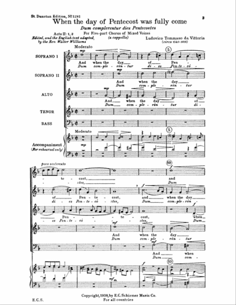 When the Day of Pentecost was Fully Come (Dum Complerentur Dies Pentecostes) 4-Part scores gallery preview page 3