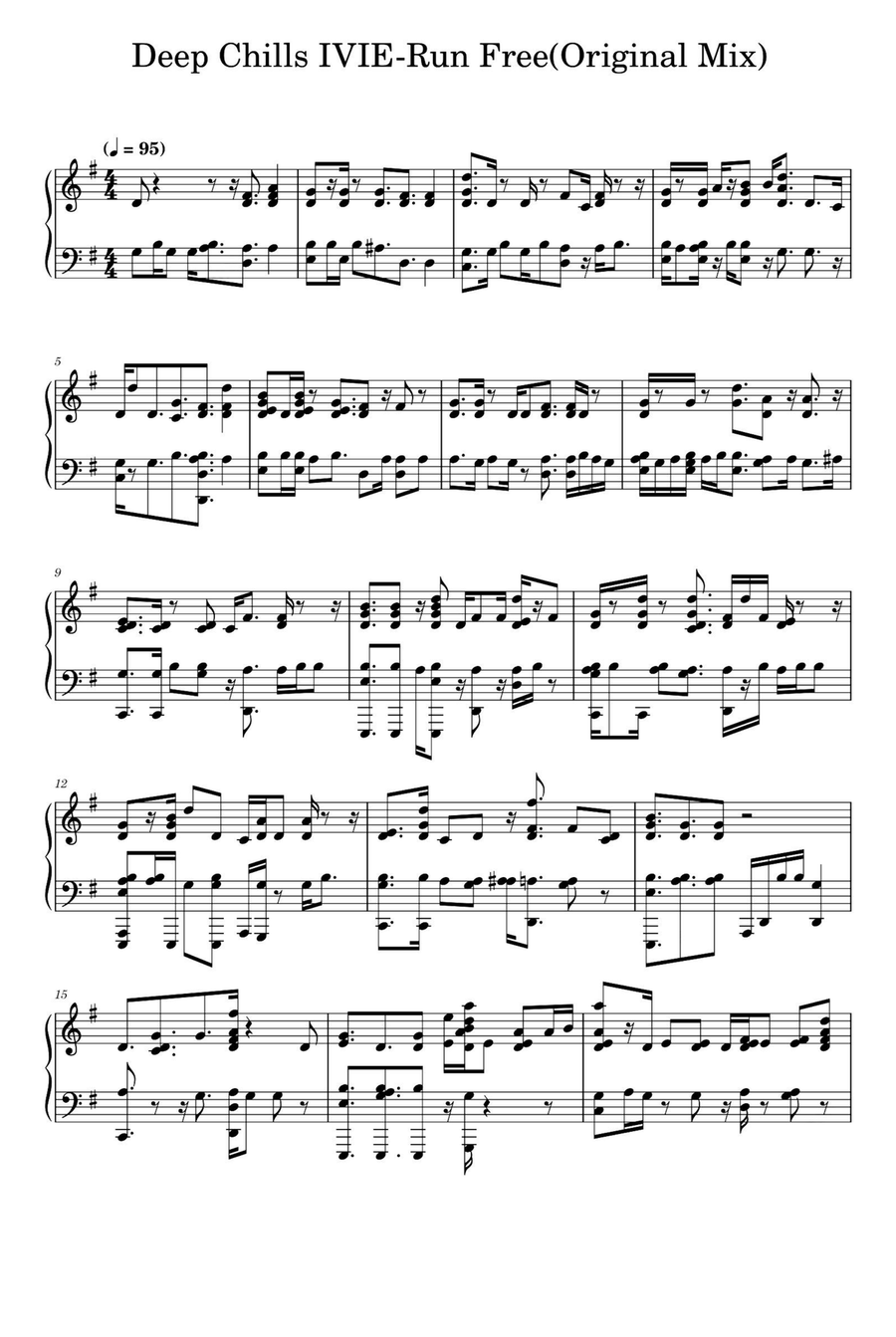 Run Free Run Free Piano Solo scores gallery preview page 1
