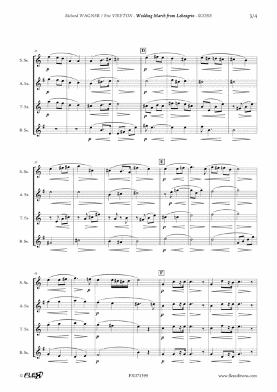 Wedding March from Lohengrin Saxophone Quartet scores gallery preview page 3