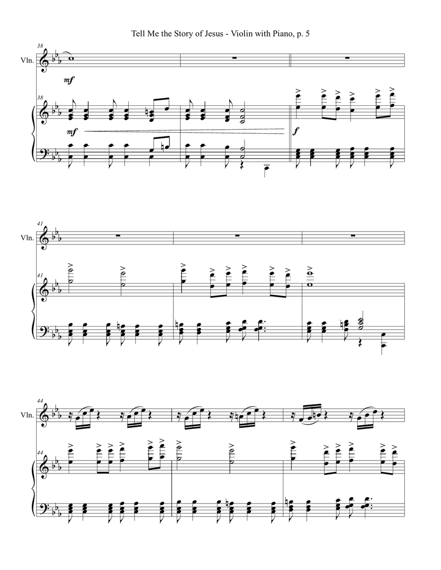 TELL ME THE STORY OF JESUS (for Violin and Piano with Score/Part) image number null