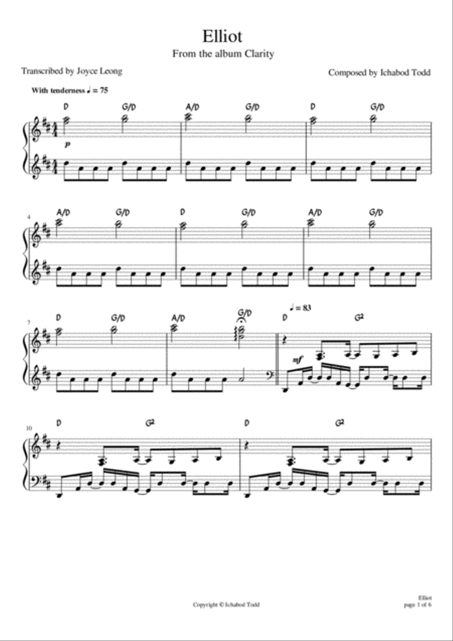 Elliot Piano Solo scores gallery preview page 1