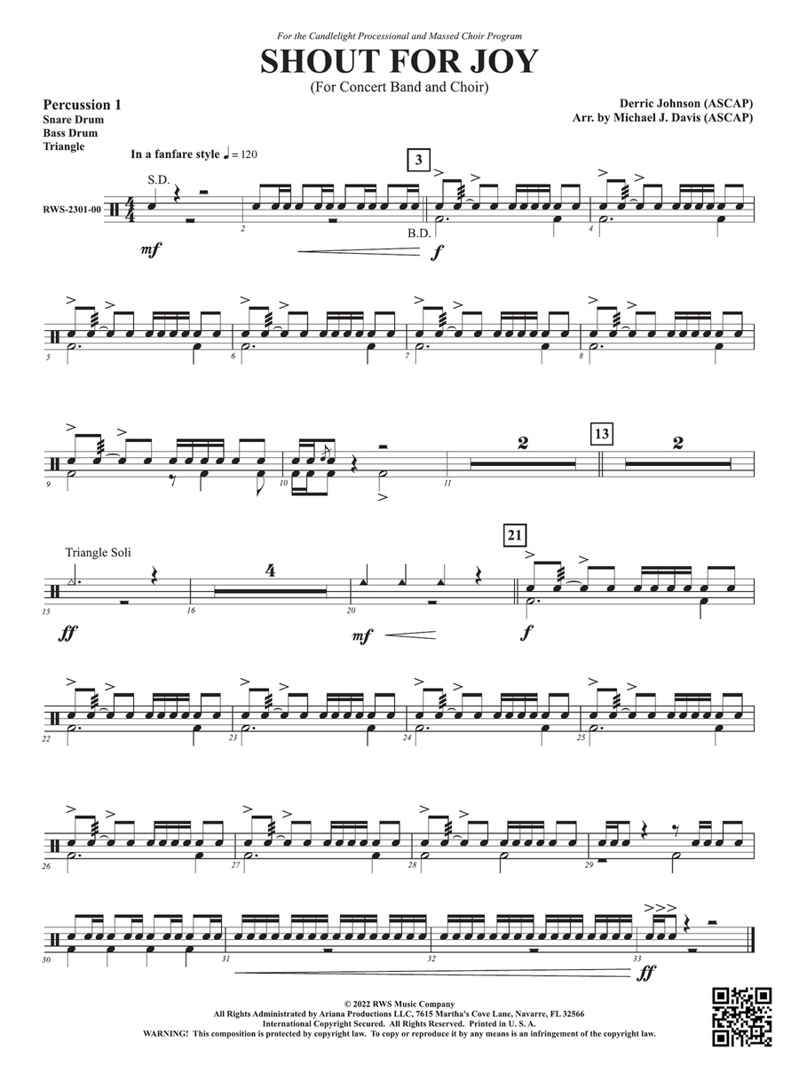 Shout for Joy - For Concert Band and Choir: 1st Percussion