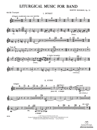Liturgical Music for Band, Op. 33: 4th B-flat Trumpet