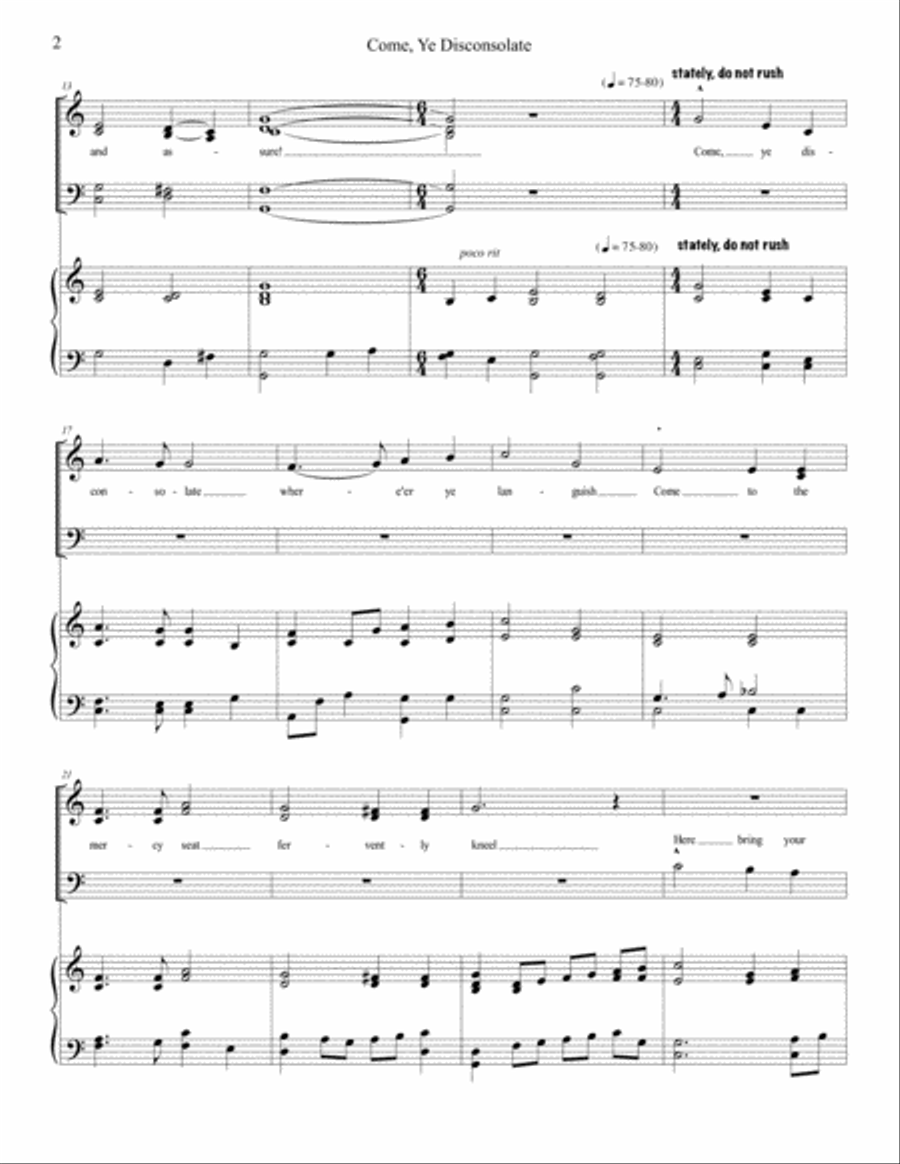 Come, Ye Disconsolate Piano Solo scores gallery preview page 2