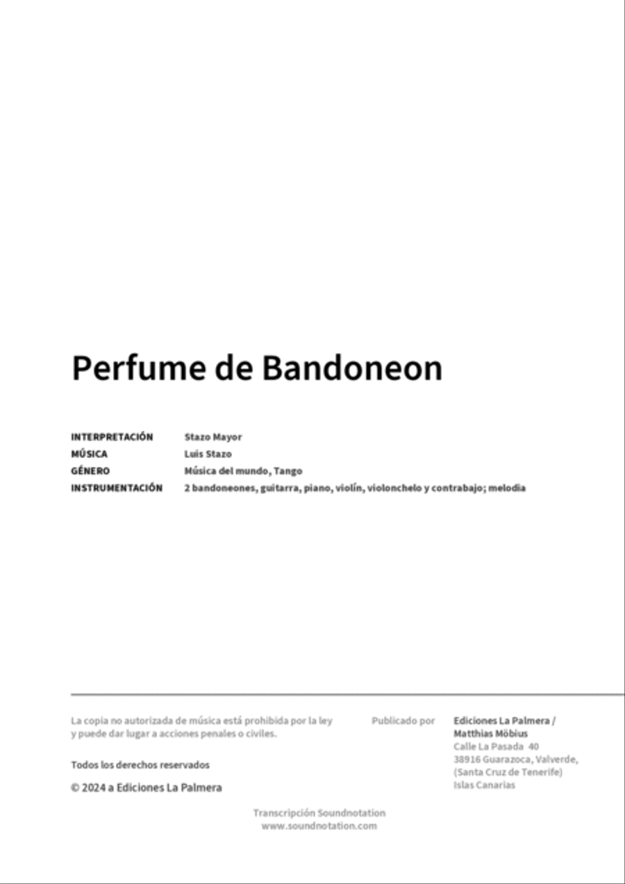 Perfume de Bandoneon Cello scores gallery preview page 2