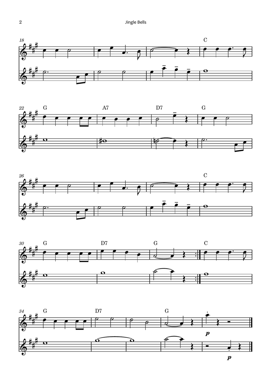 Jingle Bells Clarinet Duet scores gallery preview page 2