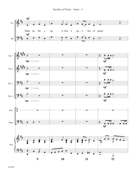 Sacrifice of Praise - Brass and Percussion Score and Parts