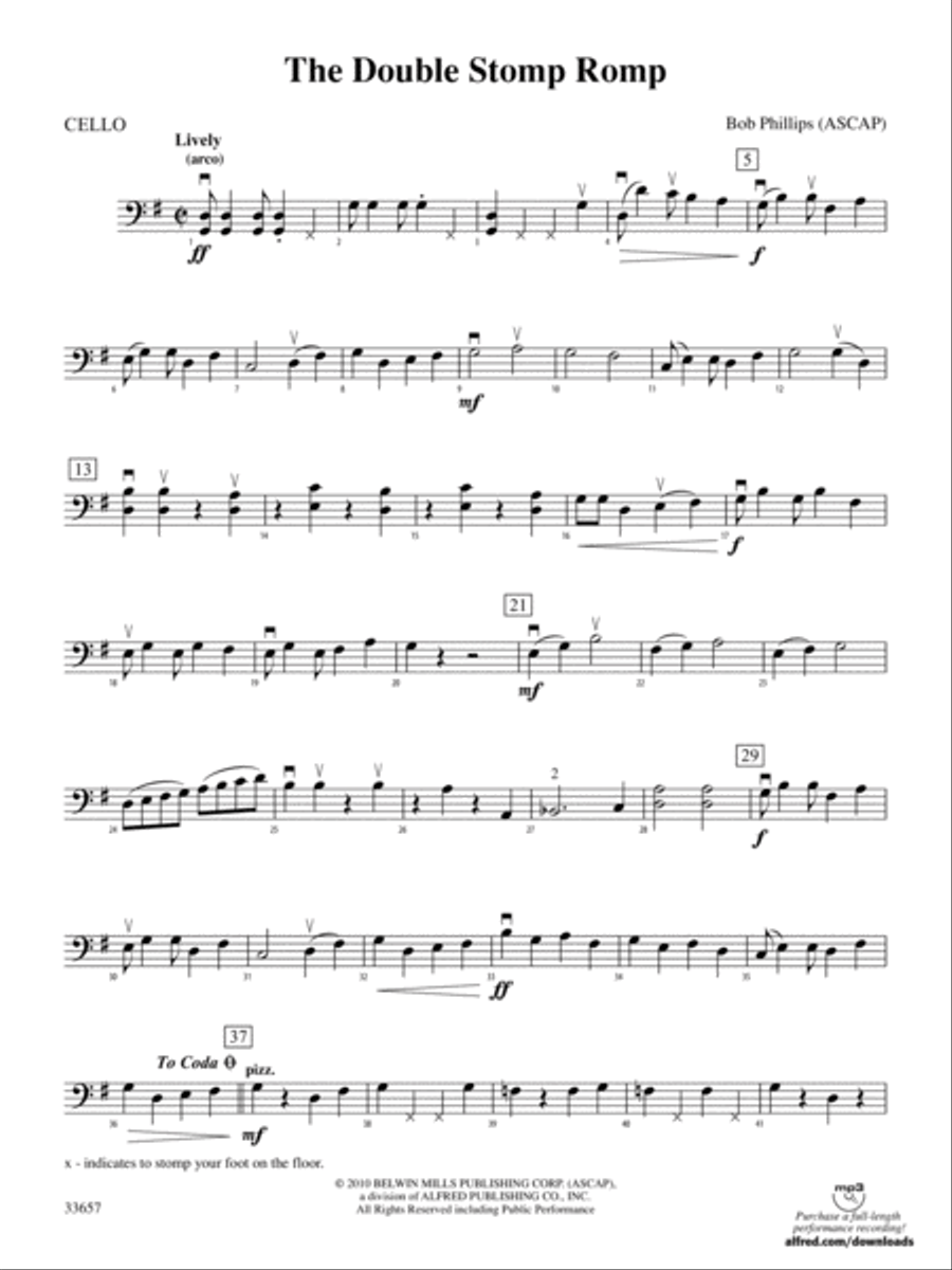 The Double Stomp Romp: Cello String Orchestra scores gallery preview page 1