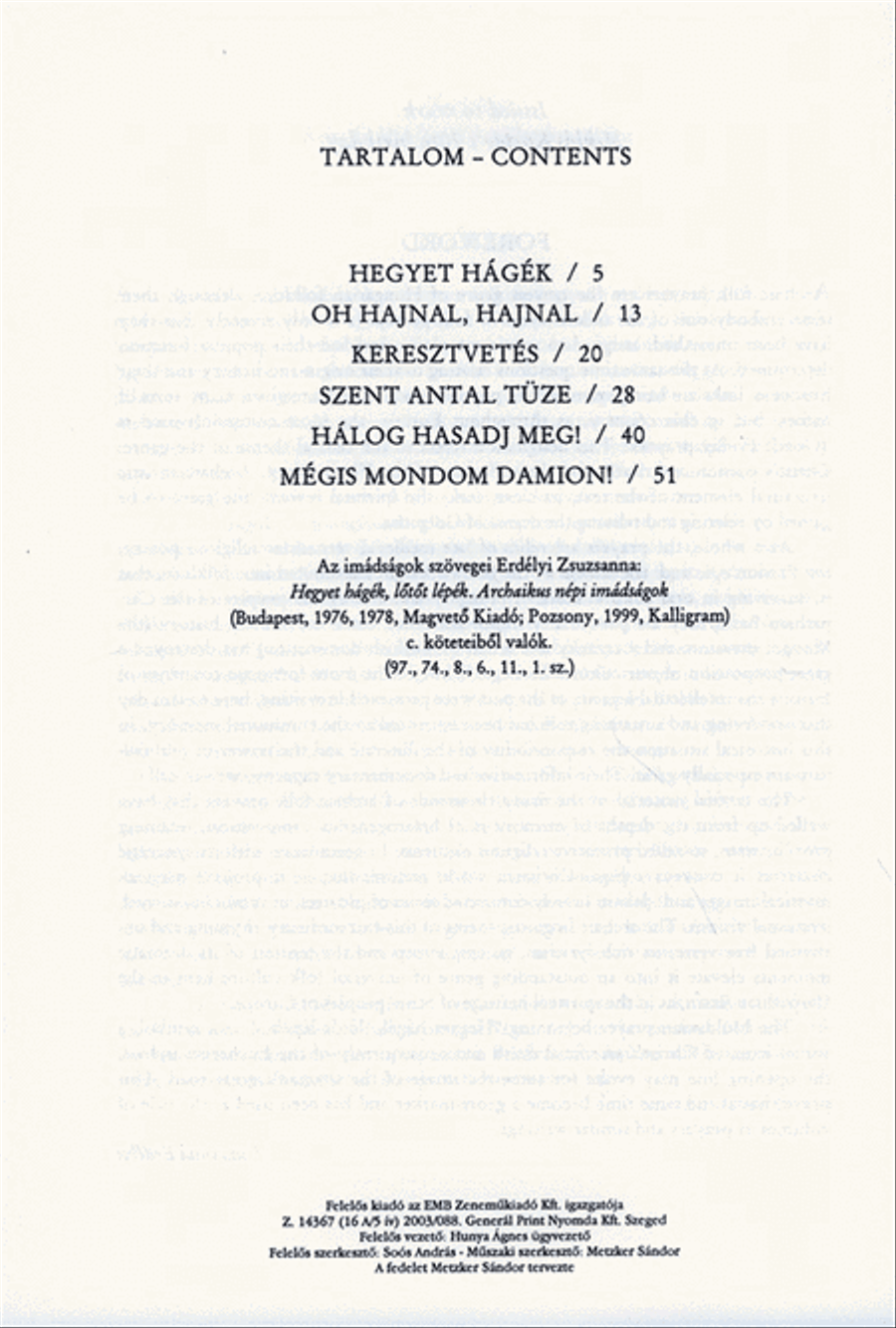 Hegyet hagek - six folk prayers from Zsuzsanna Erd A Cappella scores gallery preview page 4