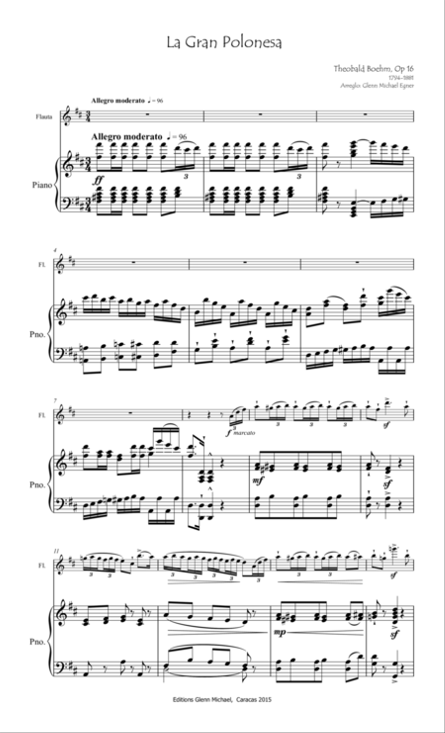 Boehm, Theobald Gran Polonesa for flute & piano Flute Solo scores gallery preview page 1