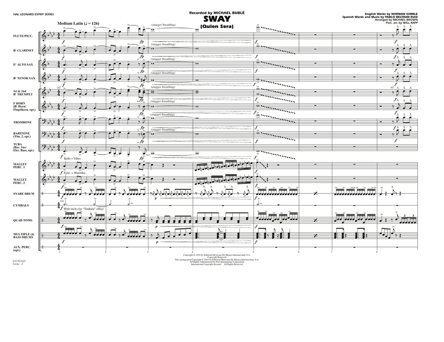Sway (Quien Sera) - Full Score Marching Band scores gallery preview page 2