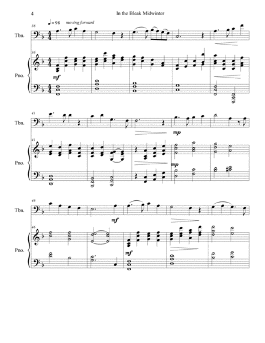 In the Bleak Midwinter (trombone/piano), arr. Brenda Portman Piano scores gallery preview page 4