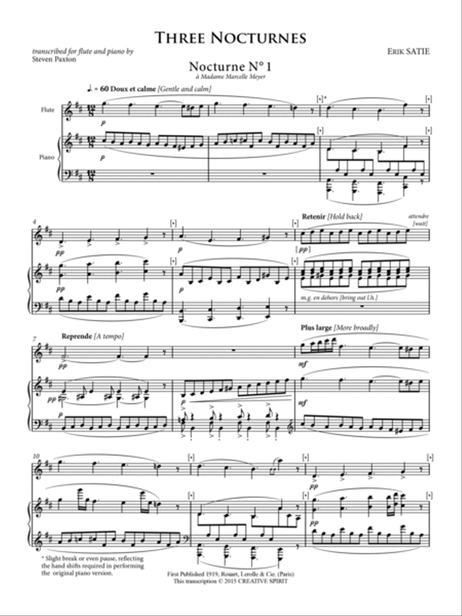 THREE NOCTURNES for Flute and Piano Chamber Music scores gallery preview page 3