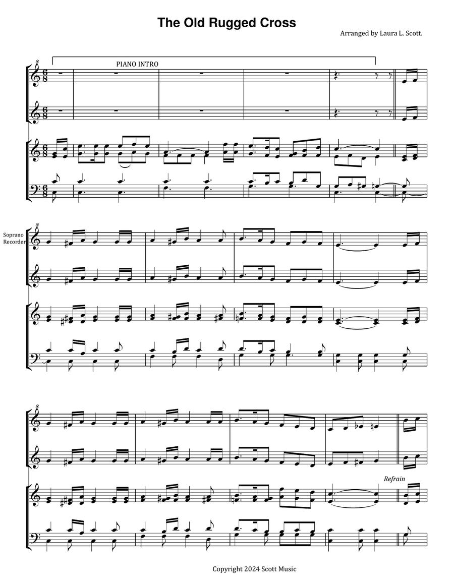 The Old Rugged Cross Woodwind Duet scores gallery preview page 1