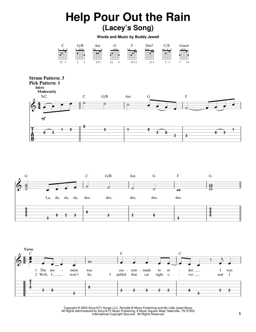 Help Pour Out The Rain (Lacey's Song) Acoustic Guitar scores gallery preview page 1