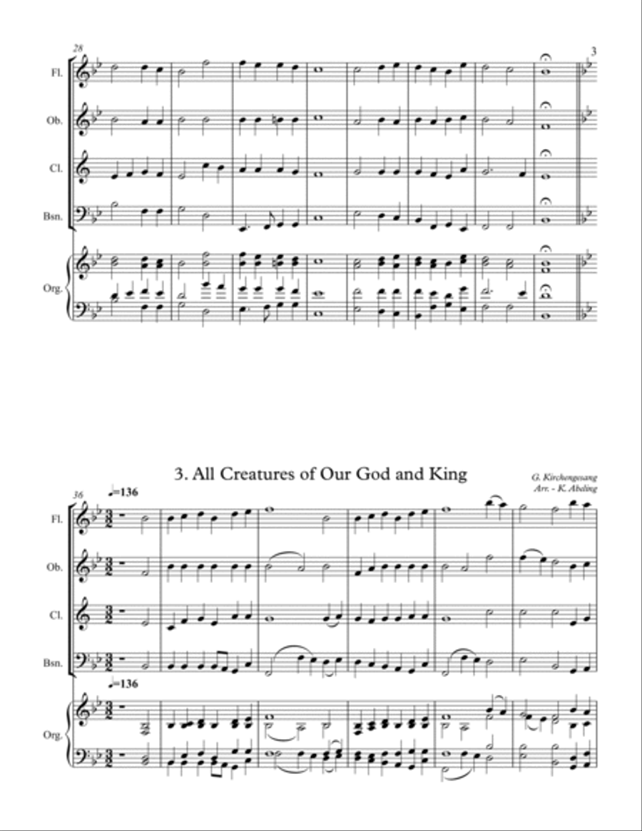 40 Beloved Christian Hymns Volume I (for Woodwind Quartet and optional Organ) Woodwind Quartet scores gallery preview page 4