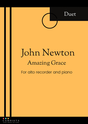 Book cover for Amazing Grace - Solo alto recorder and piano accompaniment (Easy)