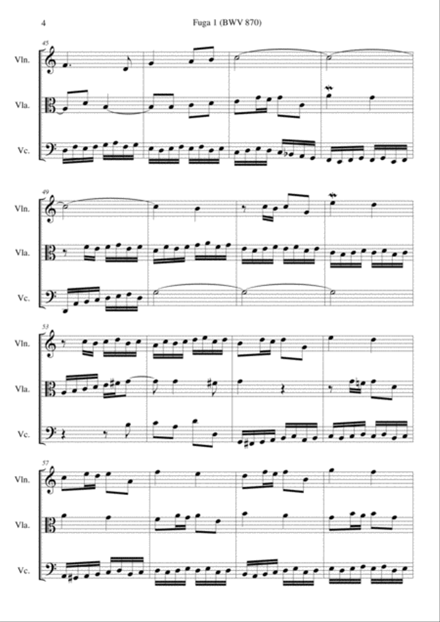 Fuga I (BWV 870) Fuga I (BWV 870) String Trio scores gallery preview page 4