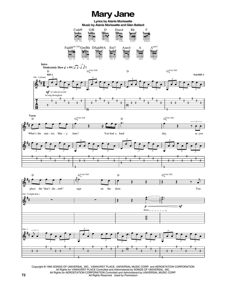 Mary Jane Acoustic Guitar scores gallery preview page 1