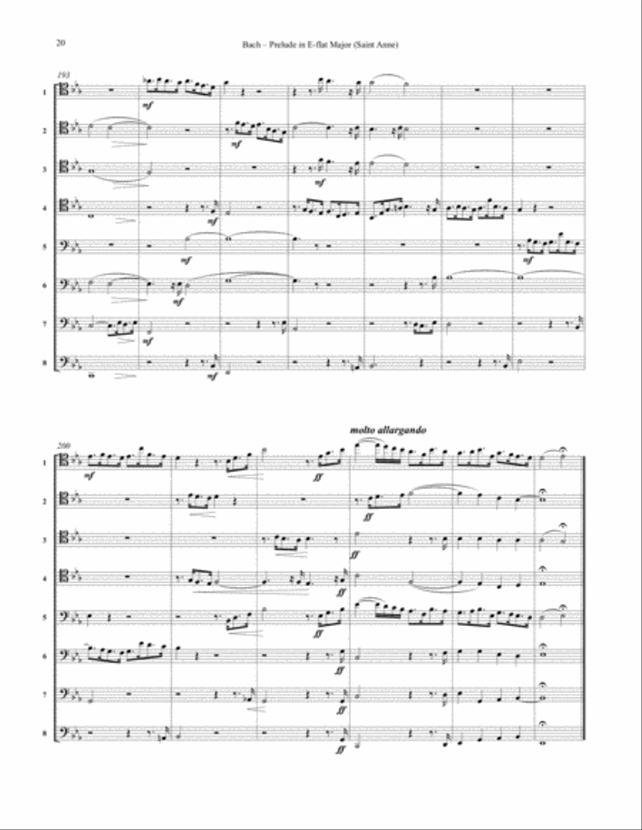 Prelude in E-flat Major St. Anne for 8-part Trombone Choir Chamber Music scores gallery preview page 5
