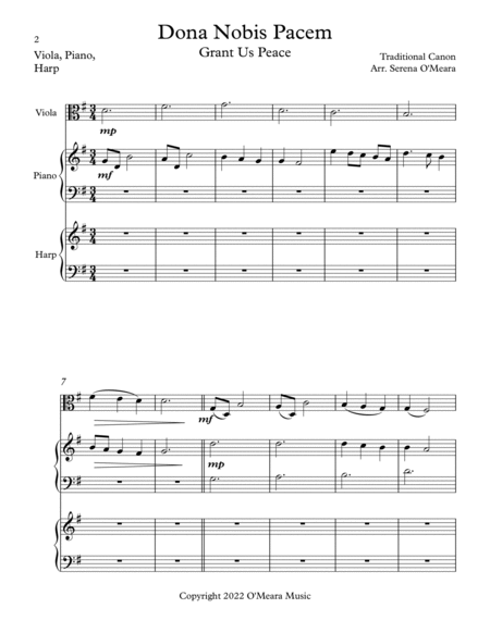 Dona Nobis Pacem, Trio for Viola, Harp, Piano image number null