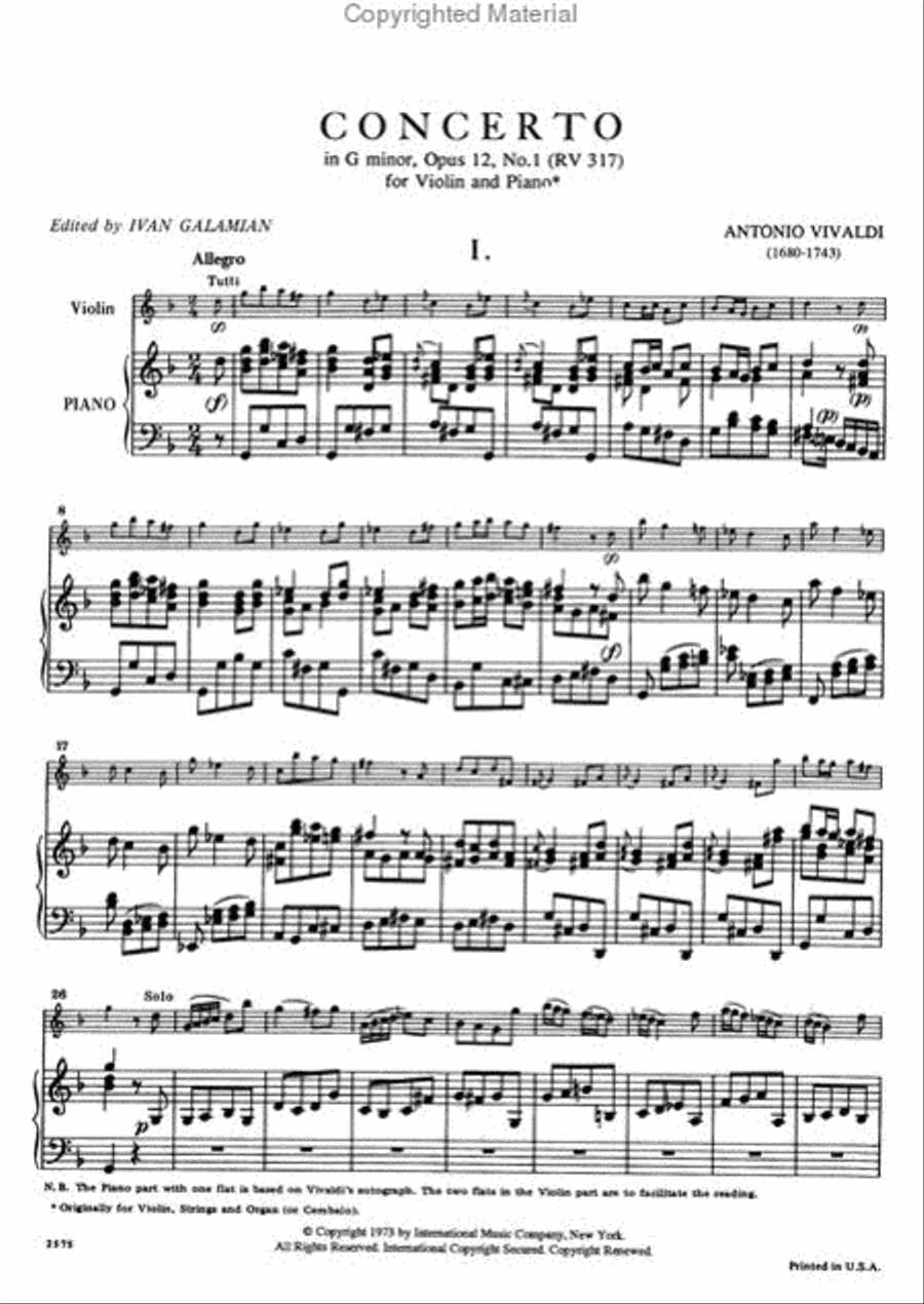 Concerto in G minor, RV 317 (Op. 12, No. 1) Violin Solo scores gallery preview page 3