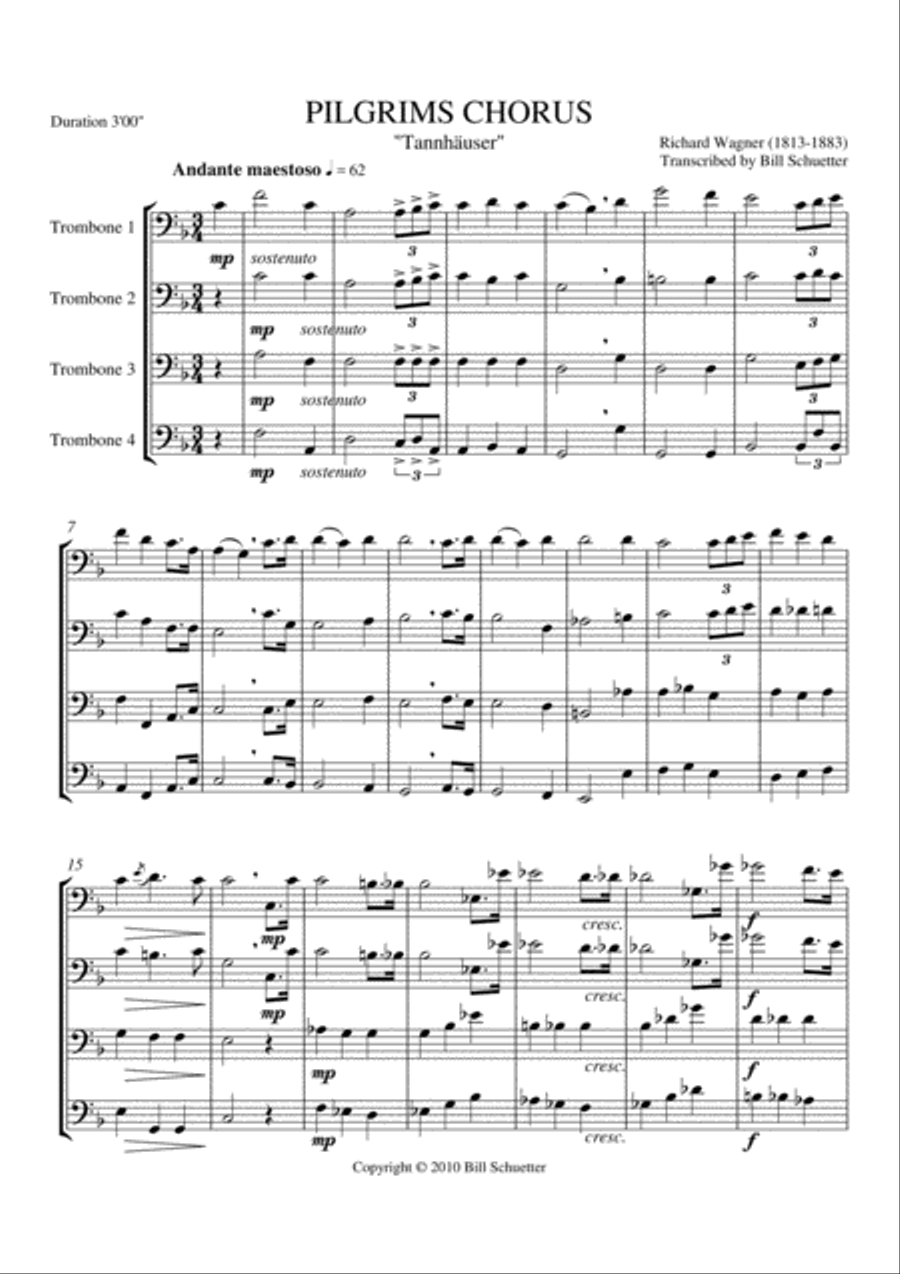 Pilgrims' Chorus from Tannhauser Choir scores gallery preview page 1