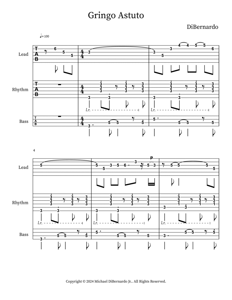Gringo Astuto Bass Clarinet scores gallery preview page 1
