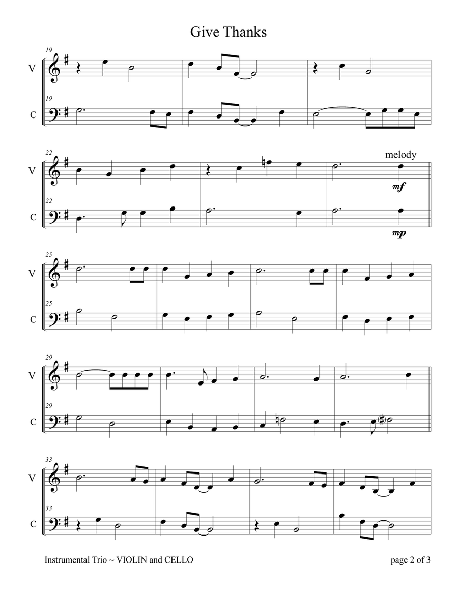 Give Thanks Piano Trio scores gallery preview page 2